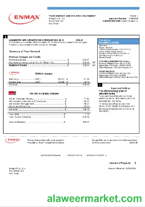 Canada Enmax business utility bill Word and PDF template